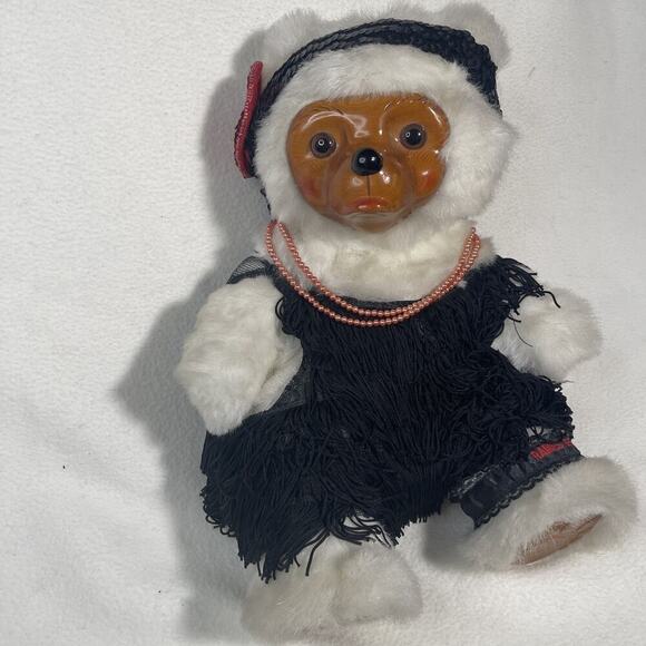 ROBERT RAIKES Applause White Bear with Black Flapper Dress & Headband 1986 - Picture 1 of 8